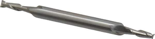 Cleveland - 7/64", 21/64" LOC, 3/16" Shank Diam, 2-1/4" OAL, 2 Flute, High Speed Steel Square End Mill - Double End, Uncoated, Spiral Flute, 30° Helix, Centercutting, Right Hand Cut, Right Hand Flute, Series HMD-2 - USA Tool & Supply