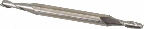 Cleveland - 1/8", 3/8" LOC, 3/16" Shank Diam, 2-1/4" OAL, 2 Flute, High Speed Steel Square End Mill - Double End, Uncoated, Spiral Flute, 30° Helix, Centercutting, Right Hand Cut, Right Hand Flute, Series HMD-2 - USA Tool & Supply