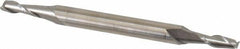 Cleveland - 1/8", 3/8" LOC, 3/16" Shank Diam, 2-1/4" OAL, 2 Flute, High Speed Steel Square End Mill - Double End, Uncoated, Spiral Flute, 30° Helix, Centercutting, Right Hand Cut, Right Hand Flute, Series HMD-2 - USA Tool & Supply