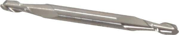 Cleveland - 5/32", 7/16" LOC, 3/16" Shank Diam, 2-1/4" OAL, 2 Flute, High Speed Steel Square End Mill - Double End, Uncoated, Spiral Flute, 30° Helix, Centercutting, Right Hand Cut, Right Hand Flute, Series HMD-2 - USA Tool & Supply