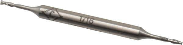 Cleveland - 1/16", 7/32" LOC, 3/16" Shank Diam, 2-1/2" OAL, 2 Flute, High Speed Steel Square End Mill - Double End, Uncoated, Spiral Flute, 30° Helix, Centercutting, Right Hand Cut, Right Hand Flute, Series HMD-2 - USA Tool & Supply