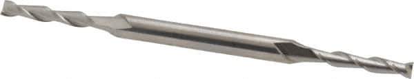 Cleveland - 1/8", 3/4" LOC, 3/16" Shank Diam, 3-1/8" OAL, 2 Flute, High Speed Steel Square End Mill - Double End, Uncoated, Spiral Flute, 30° Helix, Centercutting, Right Hand Cut, Right Hand Flute, Series HMD-2 - USA Tool & Supply