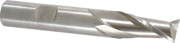 Cleveland - 1/2", 1" LOC, 1/2" Shank Diam, 3-1/4" OAL, 2 Flute, Cobalt Square End Mill - Single End, Uncoated, Spiral Flute, 30° Helix, Centercutting, Right Hand Cut, Right Hand Flute, Series HGC-2 - USA Tool & Supply