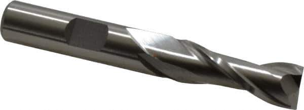 Cleveland - 25/64", 13/16" LOC, 3/8" Shank Diam, 2-11/16" OAL, 2 Flute, Cobalt Square End Mill - Single End, Uncoated, Spiral Flute, 30° Helix, Centercutting, Right Hand Cut, Right Hand Flute, Series HGC-2 - USA Tool & Supply