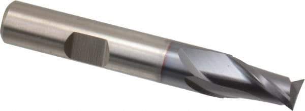 Cleveland - 3/8", 9/16" LOC, 3/8" Shank Diam, 2-1/2" OAL, 2 Flute, Cobalt Square End Mill - Single End, TiCN Finish, Spiral Flute, 30° Helix, Centercutting, Right Hand Cut, Right Hand Flute, Series HGC-2 - USA Tool & Supply