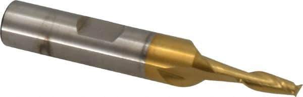 Cleveland - 5/32", 7/16" LOC, 3/8" Shank Diam, 2-3/8" OAL, 2 Flute, Cobalt Square End Mill - Single End, TiN Finish, Spiral Flute, 30° Helix, Centercutting, Right Hand Cut, Right Hand Flute, Series HGC-2 - USA Tool & Supply