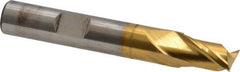 Cleveland - 3/8", 9/16" LOC, 3/8" Shank Diam, 2-1/2" OAL, 2 Flute, Cobalt Square End Mill - Single End, TiN Finish, Spiral Flute, 30° Helix, Centercutting, Right Hand Cut, Right Hand Flute, Series HGC-2 - USA Tool & Supply