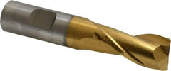 Cleveland - 3/4", 1-5/16" LOC, 3/4" Shank Diam, 3-7/8" OAL, 2 Flute, Cobalt Square End Mill - Single End, TiN Finish, Spiral Flute, 30° Helix, Centercutting, Right Hand Cut, Right Hand Flute, Series HGC-2 - USA Tool & Supply