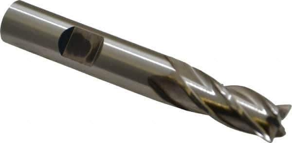 Cleveland - 11/32", 3/4" LOC, 3/8" Shank Diam, 2-1/2" OAL, 4 Flute, High Speed Steel Square End Mill - Single End, Uncoated, Spiral Flute, 30° Helix, Centercutting, Right Hand Cut, Right Hand Flute, Series HG-4C - USA Tool & Supply