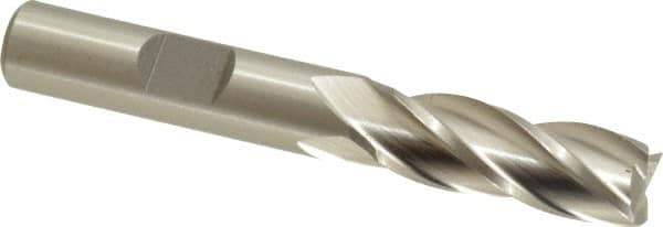 Cleveland - 25/64", 1" LOC, 3/8" Shank Diam, 2-11/16" OAL, 4 Flute, High Speed Steel Square End Mill - Single End, Uncoated, Spiral Flute, 30° Helix, Centercutting, Right Hand Cut, Right Hand Flute, Series HG-4C - USA Tool & Supply