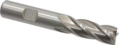 Cleveland - 1/2", 1-1/4" LOC, 1/2" Shank Diam, 3-1/4" OAL, 4 Flute, High Speed Steel Square End Mill - Single End, Uncoated, Spiral Flute, 30° Helix, Centercutting, Right Hand Cut, Right Hand Flute, Series HG-4C - USA Tool & Supply
