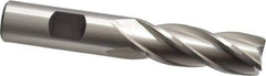Cleveland - 5/8", 1-5/8" LOC, 5/8" Shank Diam, 3-3/4" OAL, 4 Flute, High Speed Steel Square End Mill - Single End, Uncoated, Spiral Flute, 30° Helix, Centercutting, Right Hand Cut, Right Hand Flute, Series HG-4C - USA Tool & Supply