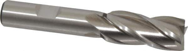 Cleveland - 5/8", 1-3/8" LOC, 1/2" Shank Diam, 3-3/8" OAL, 4 Flute, High Speed Steel Square End Mill - Single End, Uncoated, Spiral Flute, 30° Helix, Centercutting, Right Hand Cut, Right Hand Flute, Series HG-4C - USA Tool & Supply