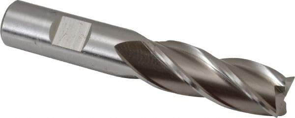 Cleveland - 21/32", 1-5/8" LOC, 5/8" Shank Diam, 3-3/4" OAL, 4 Flute, High Speed Steel Square End Mill - Single End, Uncoated, Spiral Flute, 30° Helix, Centercutting, Right Hand Cut, Right Hand Flute, Series HG-4C - USA Tool & Supply