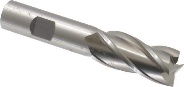 Cleveland - 3/4", 1-5/8" LOC, 5/8" Shank Diam, 3-3/4" OAL, 4 Flute, High Speed Steel Square End Mill - Single End, Uncoated, Spiral Flute, 30° Helix, Centercutting, Right Hand Cut, Right Hand Flute, Series HG-4C - USA Tool & Supply