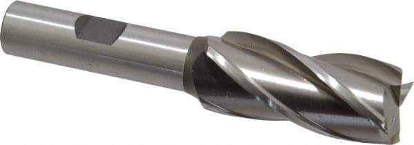 Cleveland - 3/4", 1-5/8" LOC, 1/2" Shank Diam, 3-5/8" OAL, 4 Flute, High Speed Steel Square End Mill - Single End, Uncoated, Spiral Flute, 30° Helix, Centercutting, Right Hand Cut, Right Hand Flute, Series HG-4C - USA Tool & Supply