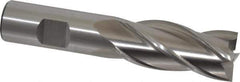Cleveland - 7/8", 1-7/8" LOC, 3/4" Shank Diam, 4-1/8" OAL, 4 Flute, High Speed Steel Square End Mill - Single End, Uncoated, Spiral Flute, 30° Helix, Centercutting, Right Hand Cut, Right Hand Flute, Series HG-4C - USA Tool & Supply