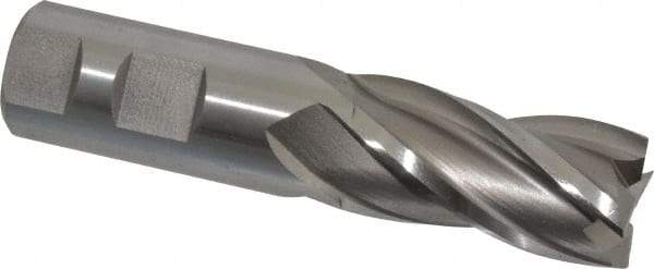 Cleveland - 1", 2" LOC, 1" Shank Diam, 4-1/2" OAL, 4 Flute, High Speed Steel Square End Mill - Single End, Uncoated, Spiral Flute, 30° Helix, Centercutting, Right Hand Cut, Right Hand Flute, Series HG-4C - USA Tool & Supply