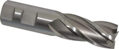 Cleveland - 1", 2" LOC, 1" Shank Diam, 4-1/2" OAL, 4 Flute, High Speed Steel Square End Mill - Single End, Uncoated, Spiral Flute, 30° Helix, Centercutting, Right Hand Cut, Right Hand Flute, Series HG-4C - USA Tool & Supply