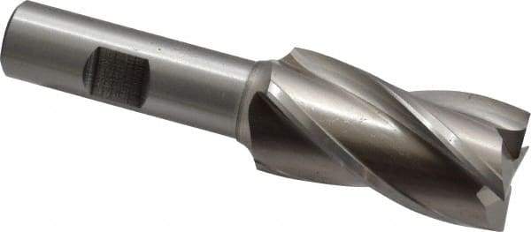 Cleveland - 1", 1-7/8" LOC, 5/8" Shank Diam, 4" OAL, 4 Flute, High Speed Steel Square End Mill - Single End, Uncoated, Spiral Flute, 30° Helix, Centercutting, Right Hand Cut, Right Hand Flute, Series HG-4C - USA Tool & Supply