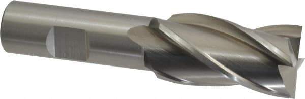 Cleveland - 1", 1-7/8" LOC, 3/4" Shank Diam, 4-1/8" OAL, 4 Flute, High Speed Steel Square End Mill - Single End, Uncoated, Spiral Flute, 30° Helix, Centercutting, Right Hand Cut, Right Hand Flute, Series HG-4C - USA Tool & Supply