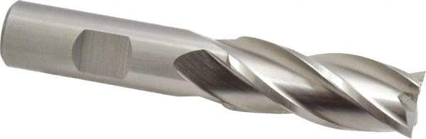 Cleveland - 11/16", 1-5/8" LOC, 5/8" Shank Diam, 3-3/4" OAL, 4 Flute, High Speed Steel Square End Mill - Single End, Uncoated, Spiral Flute, 30° Helix, Centercutting, Right Hand Cut, Right Hand Flute, Series HG-4C - USA Tool & Supply