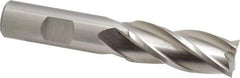 Cleveland - 11/16", 1-5/8" LOC, 5/8" Shank Diam, 3-3/4" OAL, 4 Flute, High Speed Steel Square End Mill - Single End, Uncoated, Spiral Flute, 30° Helix, Centercutting, Right Hand Cut, Right Hand Flute, Series HG-4C - USA Tool & Supply