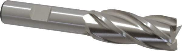 Cleveland - 11/16", 1-5/8" LOC, 1/2" Shank Diam, 3-5/8" OAL, 4 Flute, High Speed Steel Square End Mill - Single End, Uncoated, Spiral Flute, 30° Helix, Centercutting, Right Hand Cut, Right Hand Flute, Series HG-4C - USA Tool & Supply