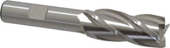 Cleveland - 11/16", 1-5/8" LOC, 1/2" Shank Diam, 3-5/8" OAL, 4 Flute, High Speed Steel Square End Mill - Single End, Uncoated, Spiral Flute, 30° Helix, Centercutting, Right Hand Cut, Right Hand Flute, Series HG-4C - USA Tool & Supply