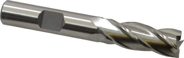 Cleveland - 13/32", 1" LOC, 3/8" Shank Diam, 2-11/16" OAL, 4 Flute, High Speed Steel Square End Mill - Single End, Uncoated, Spiral Flute, 30° Helix, Centercutting, Right Hand Cut, Right Hand Flute, Series HG-4C - USA Tool & Supply