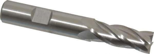 Cleveland - 15/32", 1-1/4" LOC, 1/2" Shank Diam, 3-1/4" OAL, 4 Flute, High Speed Steel Square End Mill - Single End, Uncoated, Spiral Flute, 30° Helix, Centercutting, Right Hand Cut, Right Hand Flute, Series HG-4C - USA Tool & Supply