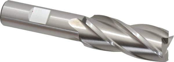 Cleveland - 13/16", 1-7/8" LOC, 5/8" Shank Diam, 4" OAL, 4 Flute, High Speed Steel Square End Mill - Single End, Uncoated, Spiral Flute, 30° Helix, Centercutting, Right Hand Cut, Right Hand Flute, Series HG-4C - USA Tool & Supply