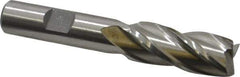 Cleveland - 19/32", 1-3/8" LOC, 1/2" Shank Diam, 3-3/8" OAL, 4 Flute, High Speed Steel Square End Mill - Single End, Uncoated, Spiral Flute, 30° Helix, Centercutting, Right Hand Cut, Right Hand Flute, Series HG-4C - USA Tool & Supply