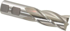 Cleveland - 15/16", 1-7/8" LOC, 7/8" Shank Diam, 4-1/8" OAL, 4 Flute, High Speed Steel Square End Mill - Single End, Uncoated, Spiral Flute, 30° Helix, Centercutting, Right Hand Cut, Right Hand Flute, Series HG-4C - USA Tool & Supply