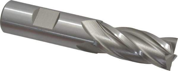 Cleveland - 23/32", 1-5/8" LOC, 3/4" Shank Diam, 3-7/8" OAL, 4 Flute, High Speed Steel Square End Mill - Single End, Uncoated, Spiral Flute, 30° Helix, Centercutting, Right Hand Cut, Right Hand Flute, Series HG-4C - USA Tool & Supply