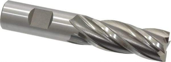 Cleveland - 25/32", 1-7/8" LOC, 3/4" Shank Diam, 4-1/8" OAL, 4 Flute, High Speed Steel Square End Mill - Single End, Uncoated, Spiral Flute, 30° Helix, Centercutting, Right Hand Cut, Right Hand Flute, Series HG-4C - USA Tool & Supply