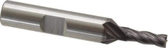 Cleveland - 3/16", 1/2" LOC, 3/8" Shank Diam, 2-3/8" OAL, 4 Flute, High Speed Steel Square End Mill - Single End, TiCN Finish, Spiral Flute, 30° Helix, Centercutting, Right Hand Cut, Right Hand Flute, Series HG-4C - USA Tool & Supply