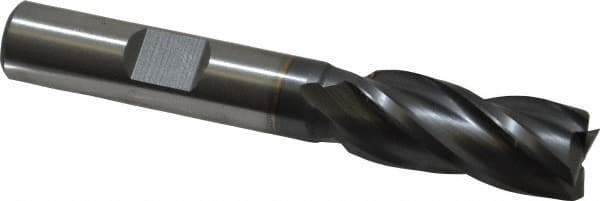 Cleveland - 7/16", 1" LOC, 3/8" Shank Diam, 2-11/16" OAL, 4 Flute, High Speed Steel Square End Mill - Single End, TiCN Finish, Spiral Flute, 30° Helix, Centercutting, Right Hand Cut, Right Hand Flute, Series HG-4C - USA Tool & Supply