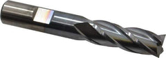 Cleveland - 1/2", 1-1/4" LOC, 1/2" Shank Diam, 3-1/4" OAL, 4 Flute, High Speed Steel Square End Mill - Single End, TiCN Finish, Spiral Flute, 30° Helix, Centercutting, Right Hand Cut, Right Hand Flute, Series HG-4C - USA Tool & Supply
