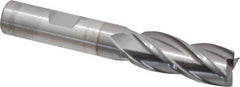Cleveland - 9/16", 1-3/8" LOC, 1/2" Shank Diam, 3-3/8" OAL, 4 Flute, High Speed Steel Square End Mill - Single End, TiCN Finish, Spiral Flute, 30° Helix, Centercutting, Right Hand Cut, Right Hand Flute, Series HG-4C - USA Tool & Supply