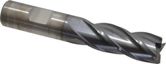 Cleveland - 21/32", 1-5/8" LOC, 5/8" Shank Diam, 3-3/4" OAL, 4 Flute, High Speed Steel Square End Mill - Single End, TiCN Finish, Spiral Flute, 30° Helix, Centercutting, Right Hand Cut, Right Hand Flute, Series HG-4C - USA Tool & Supply