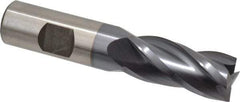 Cleveland - 3/4", 1-5/8" LOC, 3/4" Shank Diam, 3-7/8" OAL, 4 Flute, High Speed Steel Square End Mill - Single End, TiCN Finish, Spiral Flute, 30° Helix, Centercutting, Right Hand Cut, Right Hand Flute, Series HG-4C - USA Tool & Supply