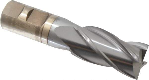 Cleveland - 1", 1-7/8" LOC, 7/8" Shank Diam, 4-1/8" OAL, 4 Flute, High Speed Steel Square End Mill - Single End, TiCN Finish, Spiral Flute, 30° Helix, Centercutting, Right Hand Cut, Right Hand Flute, Series HG-4C - USA Tool & Supply