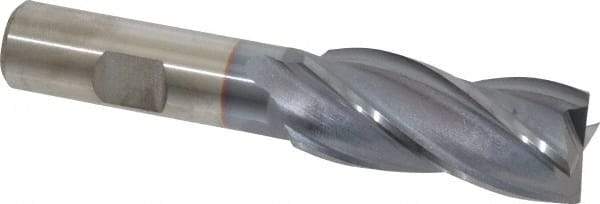Cleveland - 13/16", 1-7/8" LOC, 5/8" Shank Diam, 4" OAL, 4 Flute, High Speed Steel Square End Mill - Single End, TiCN Finish, Spiral Flute, 30° Helix, Centercutting, Right Hand Cut, Right Hand Flute, Series HG-4C - USA Tool & Supply