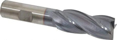 Cleveland - 13/16", 1-7/8" LOC, 5/8" Shank Diam, 4" OAL, 4 Flute, High Speed Steel Square End Mill - Single End, TiCN Finish, Spiral Flute, 30° Helix, Centercutting, Right Hand Cut, Right Hand Flute, Series HG-4C - USA Tool & Supply