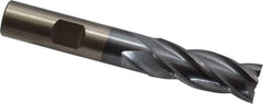 Cleveland - 17/32", 1-3/8" LOC, 1/2" Shank Diam, 3-3/8" OAL, 4 Flute, High Speed Steel Square End Mill - Single End, TiCN Finish, Spiral Flute, 30° Helix, Centercutting, Right Hand Cut, Right Hand Flute, Series HG-4C - USA Tool & Supply