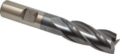 Cleveland - 19/32", 1-3/8" LOC, 1/2" Shank Diam, 3-3/8" OAL, 4 Flute, High Speed Steel Square End Mill - Single End, TiCN Finish, Spiral Flute, 30° Helix, Centercutting, Right Hand Cut, Right Hand Flute, Series HG-4C - USA Tool & Supply