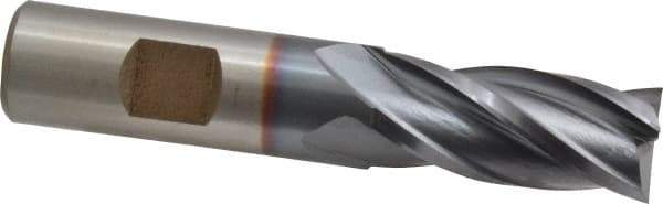 Cleveland - 23/32", 1-5/8" LOC, 3/4" Shank Diam, 3-7/8" OAL, 4 Flute, High Speed Steel Square End Mill - Single End, TiCN Finish, Spiral Flute, 30° Helix, Centercutting, Right Hand Cut, Right Hand Flute, Series HG-4C - USA Tool & Supply