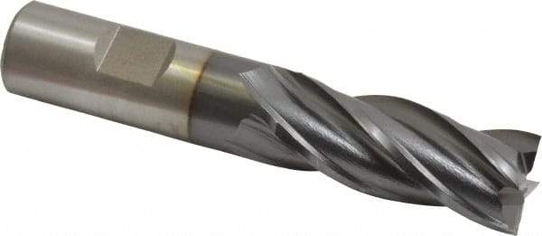 Cleveland - 25/32", 1-7/8" LOC, 3/4" Shank Diam, 4-1/8" OAL, 4 Flute, High Speed Steel Square End Mill - Single End, TiCN Finish, Spiral Flute, 30° Helix, Centercutting, Right Hand Cut, Right Hand Flute, Series HG-4C - USA Tool & Supply