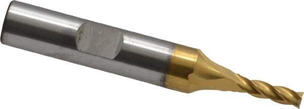 Cleveland - 9/64", 1/2" LOC, 3/8" Shank Diam, 2-3/8" OAL, 4 Flute, High Speed Steel Square End Mill - Single End, TiN Finish, Spiral Flute, 30° Helix, Centercutting, Right Hand Cut, Right Hand Flute, Series HG-4C - USA Tool & Supply